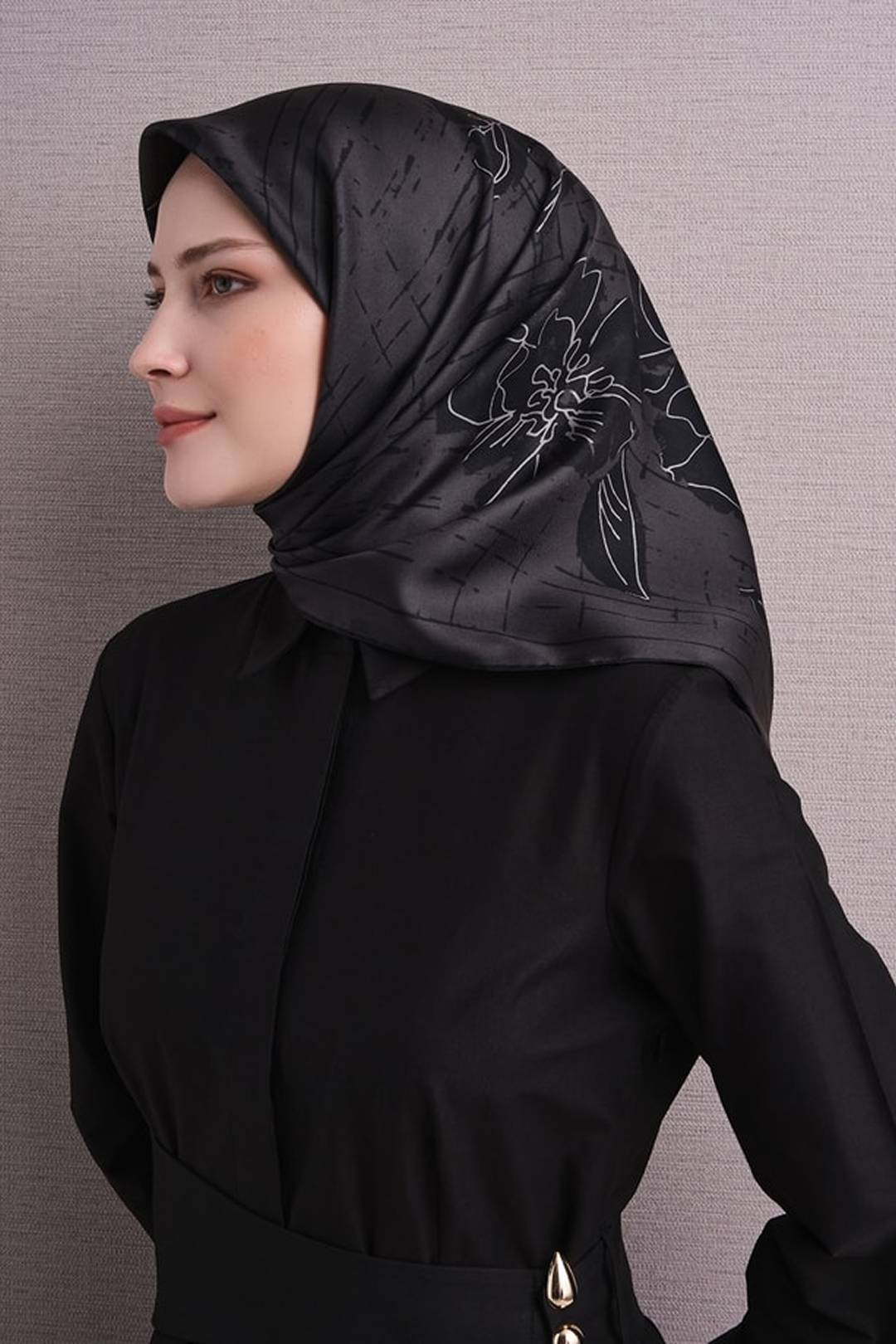 Armine Twill Pure Silk Scarf 26k9617 Black