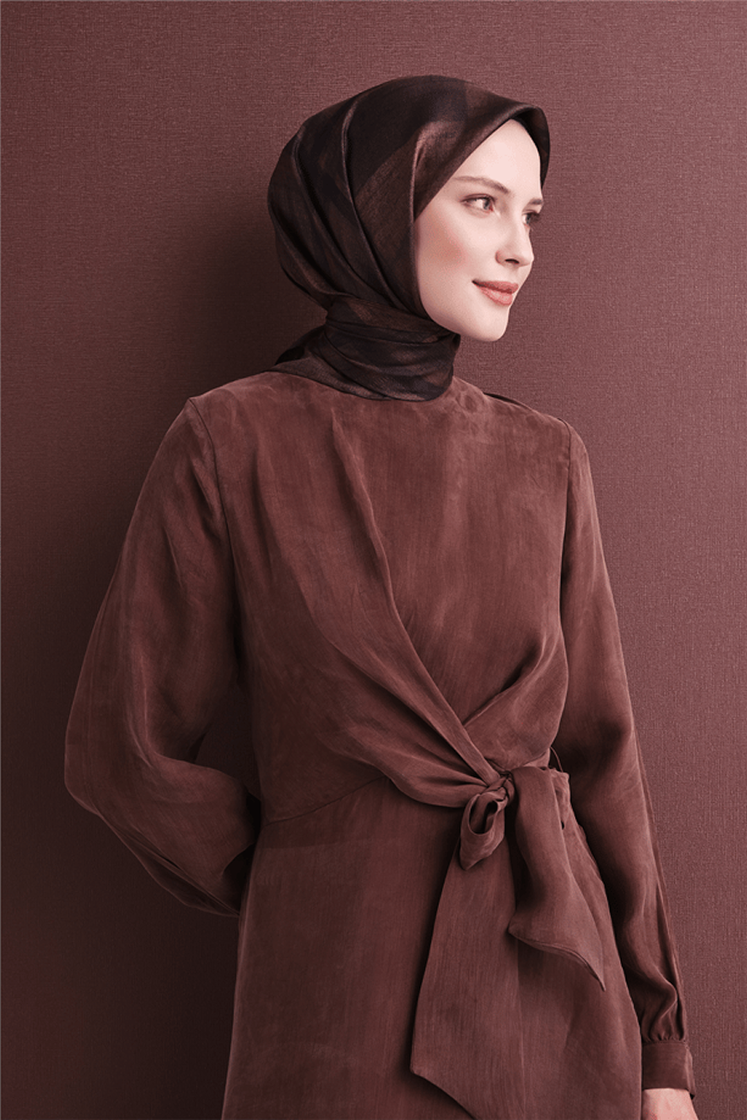 Armine Twill Saf İpek Eşarp 26k9618 Acı Kahve