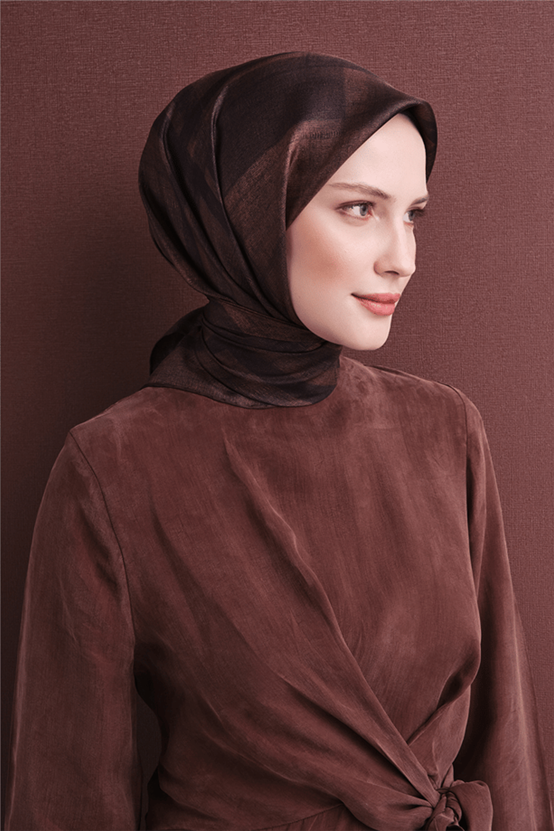 Armine Twill Saf İpek Eşarp 26k9618 Acı Kahve
