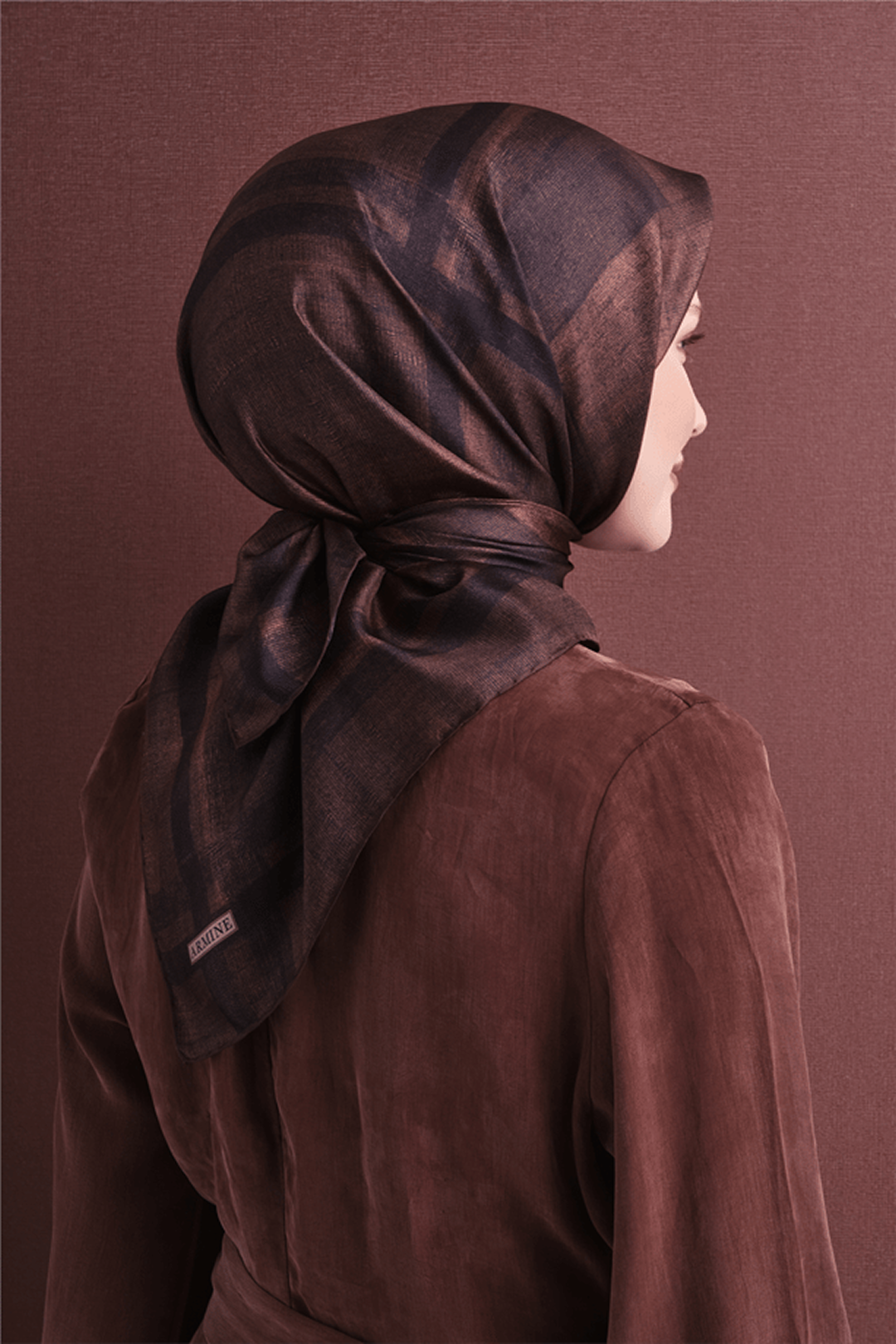 Armine Twill Saf İpek Eşarp 26k9618 Acı Kahve