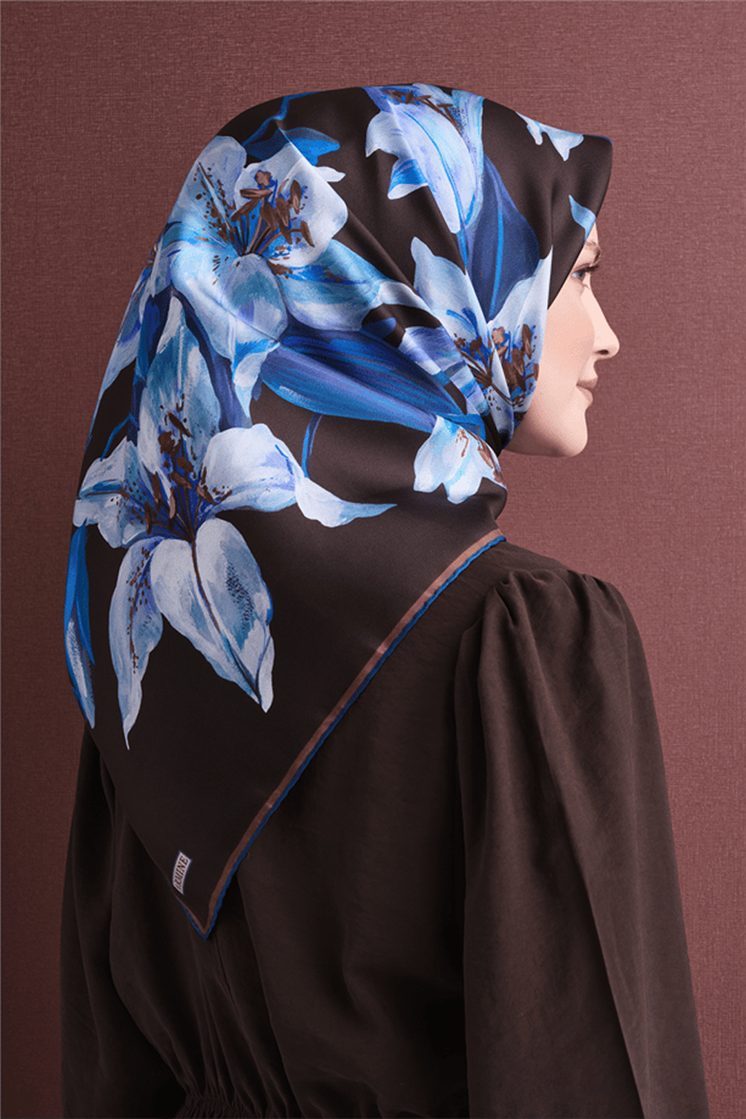Armine Twill Saf İpek Eşarp 26k9620 Acı Kahve