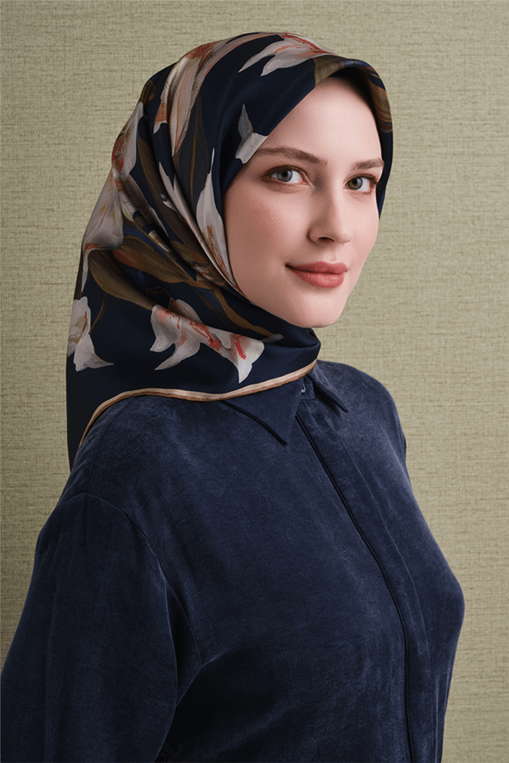 Armine Twill Saf İpek Eşarp 26k9620 Lacivert