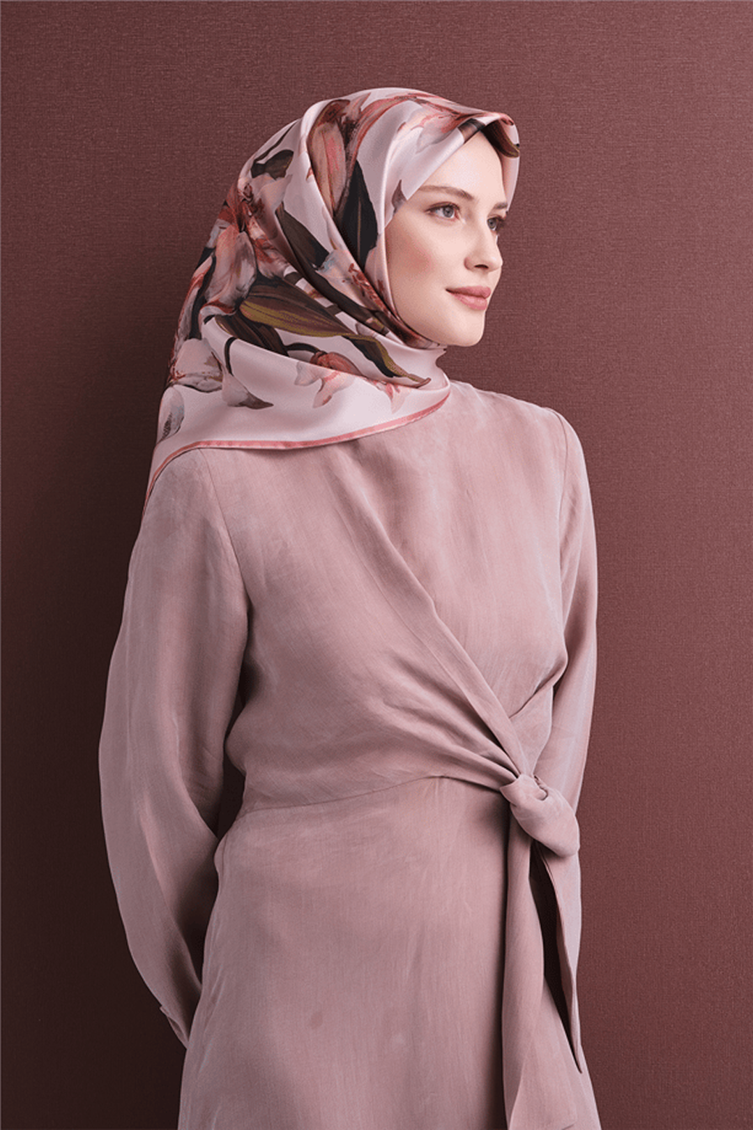 Armine Twill Pure Silk Scarf 26k9620 Powder