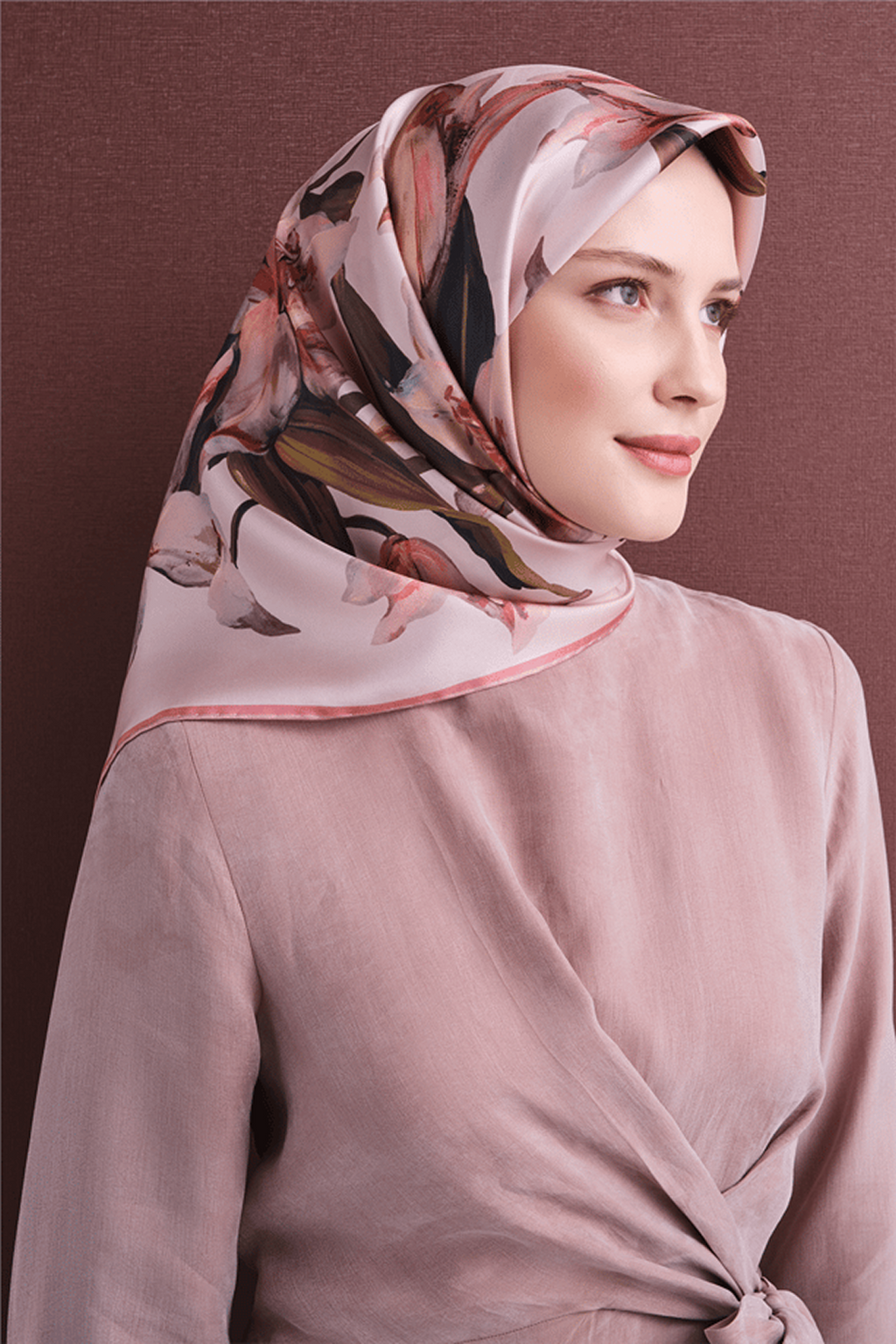 Armine Twill Pure Silk Scarf 26k9620 Powder