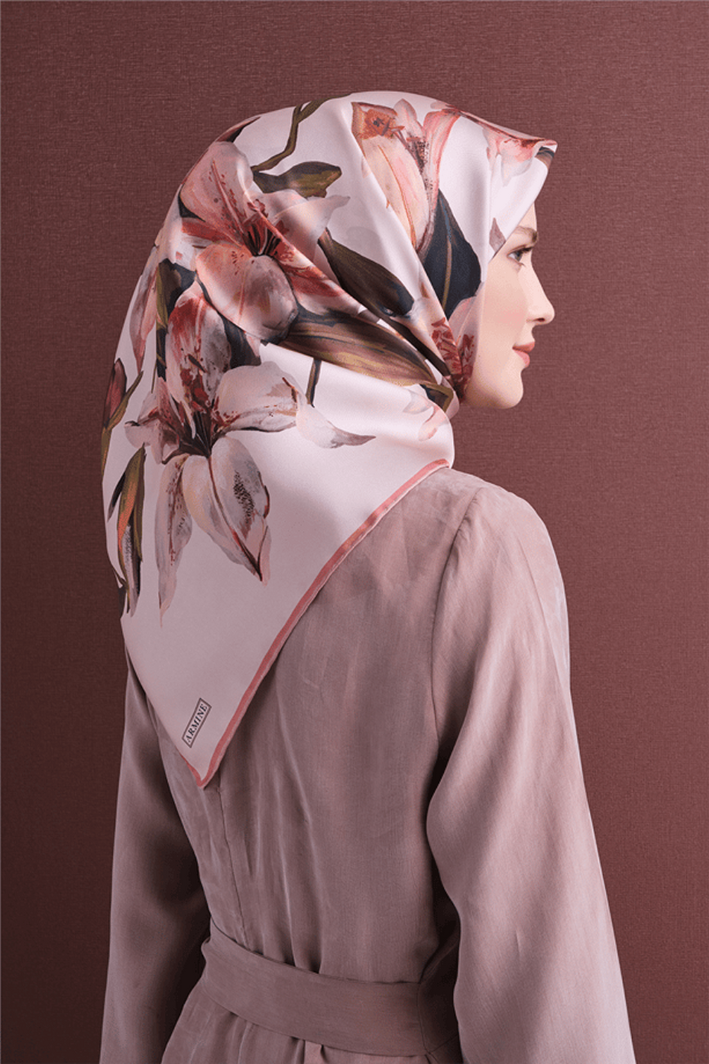 Armine Twill Pure Silk Scarf 26k9620 Powder