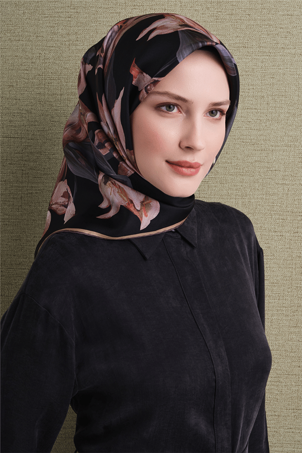 Armine Twill Saf İpek Eşarp 26k9620 Siyah