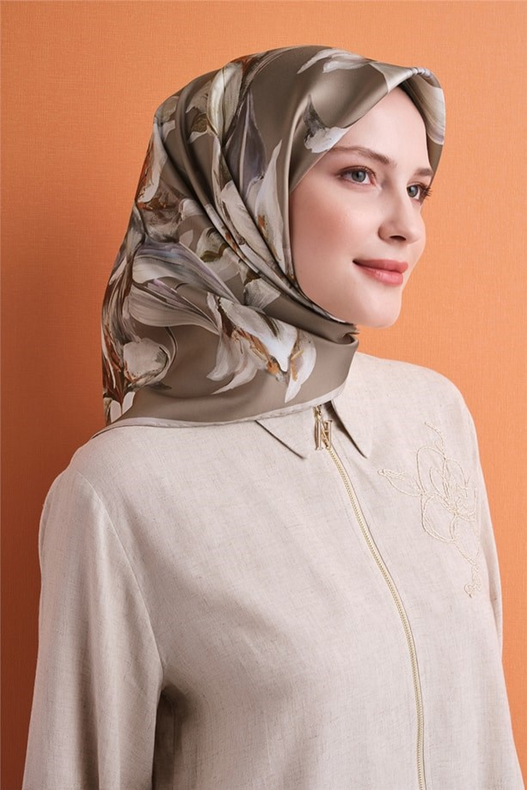 Armine Twill Saf İpek Eşarp 26k9620 Sütlü Kahve