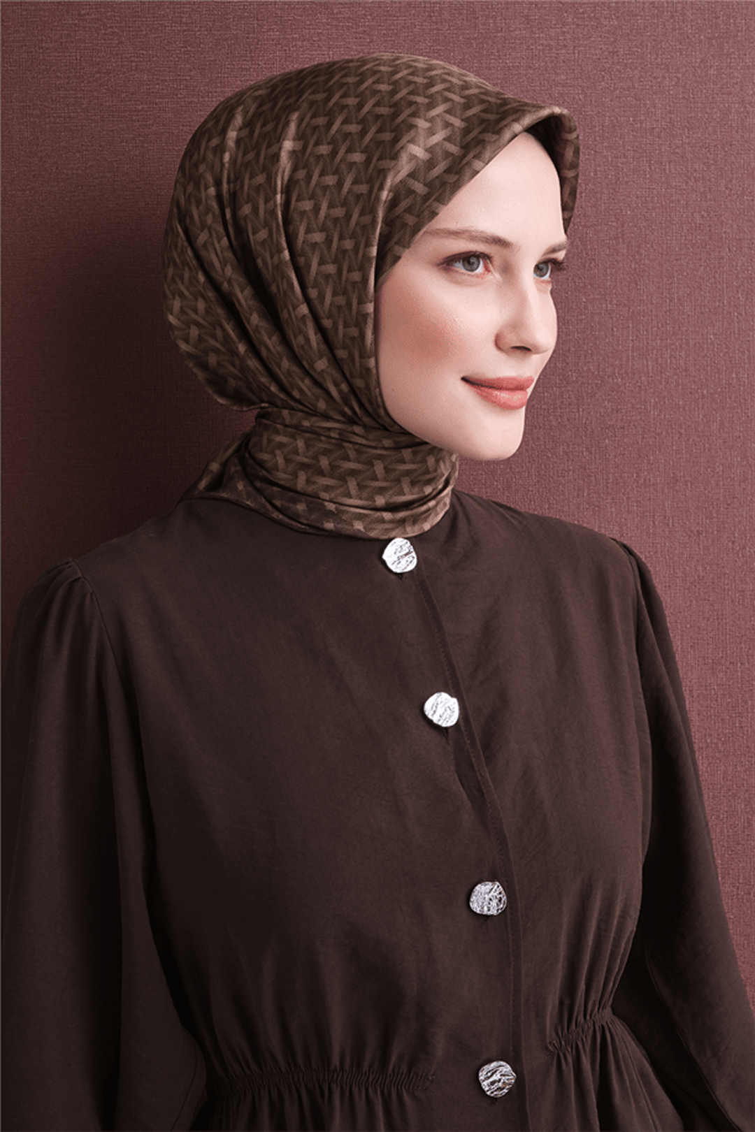 Armine Twill Pure Silk Scarf 26k9622 Coffee