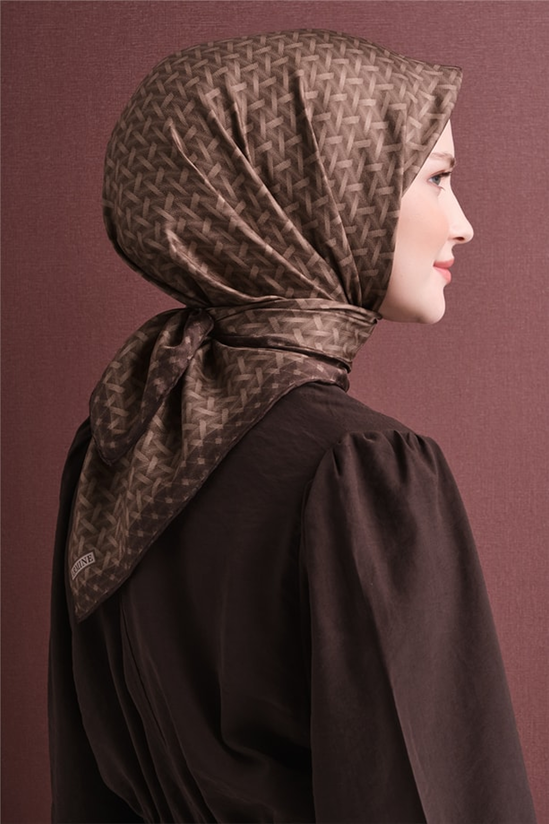 Armine Twill Pure Silk Scarf 26k9622 Coffee