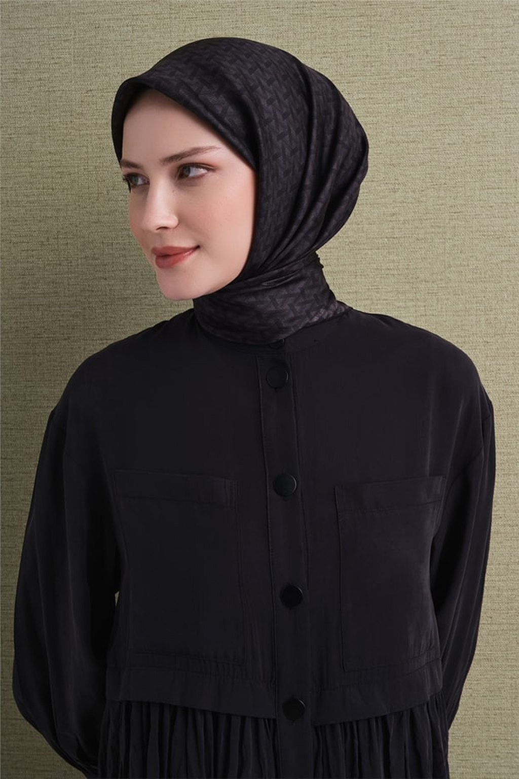 Armine Twill Saf İpek Eşarp 26k9622 Siyah