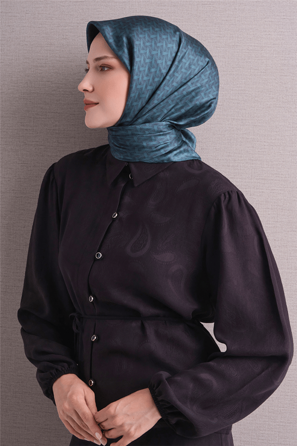 Armine Twill Saf İpek Eşarp 26k9622 Turkuaz