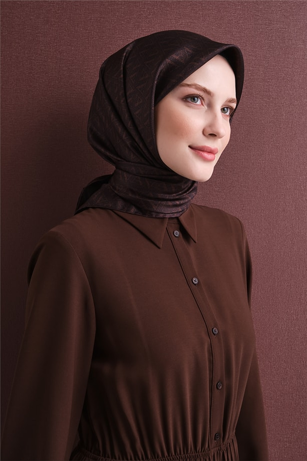Armine Twill Saf İpek Eşarp 26k9625 Acı Kahve
