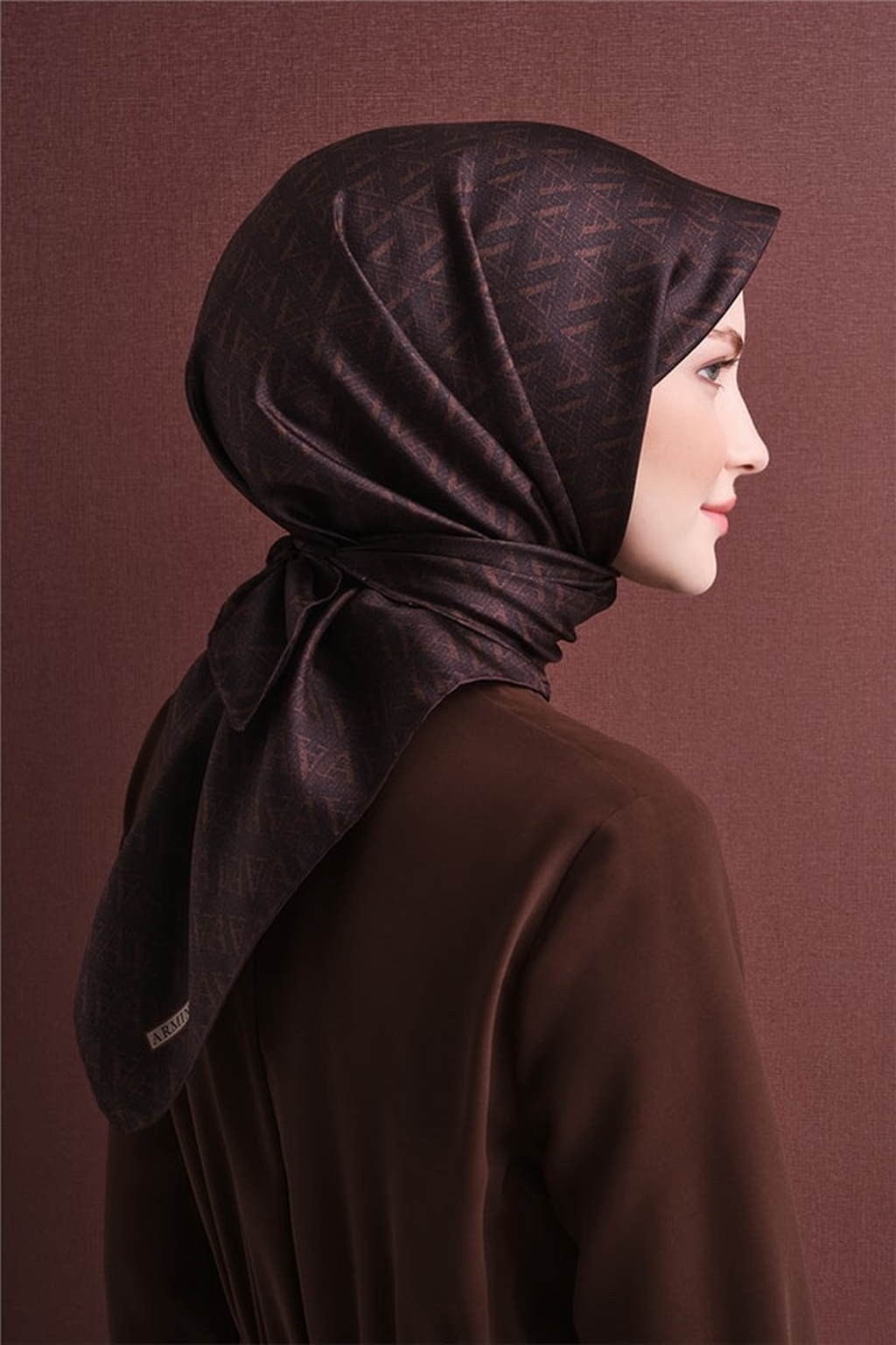 Armine Twill Saf İpek Eşarp 26k9625 Acı Kahve