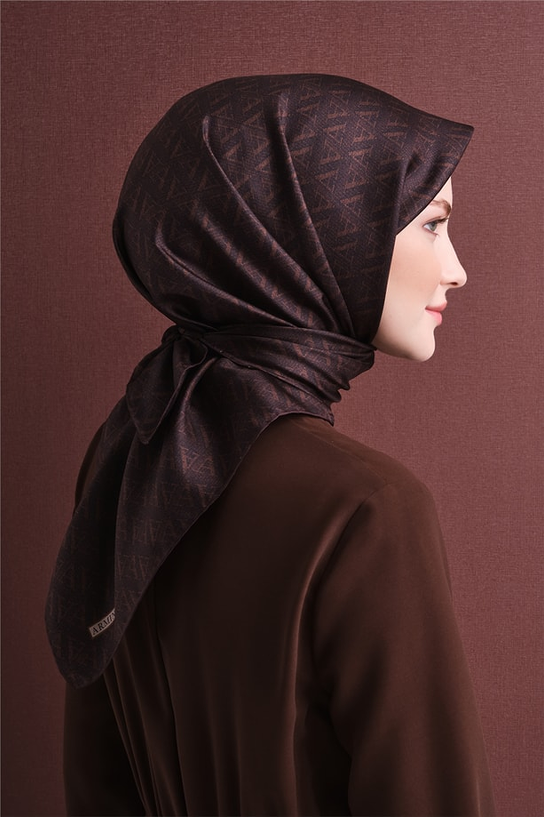 Armine Twill Saf İpek Eşarp 26k9625 Acı Kahve