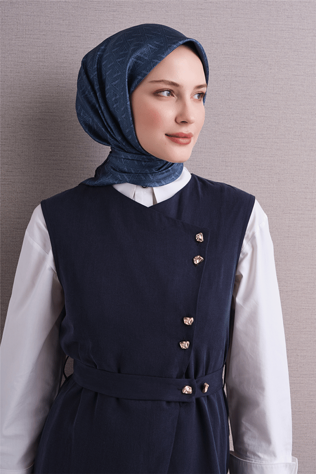 Armine Twill Saf İpek Eşarp 26k9625 İndigo
