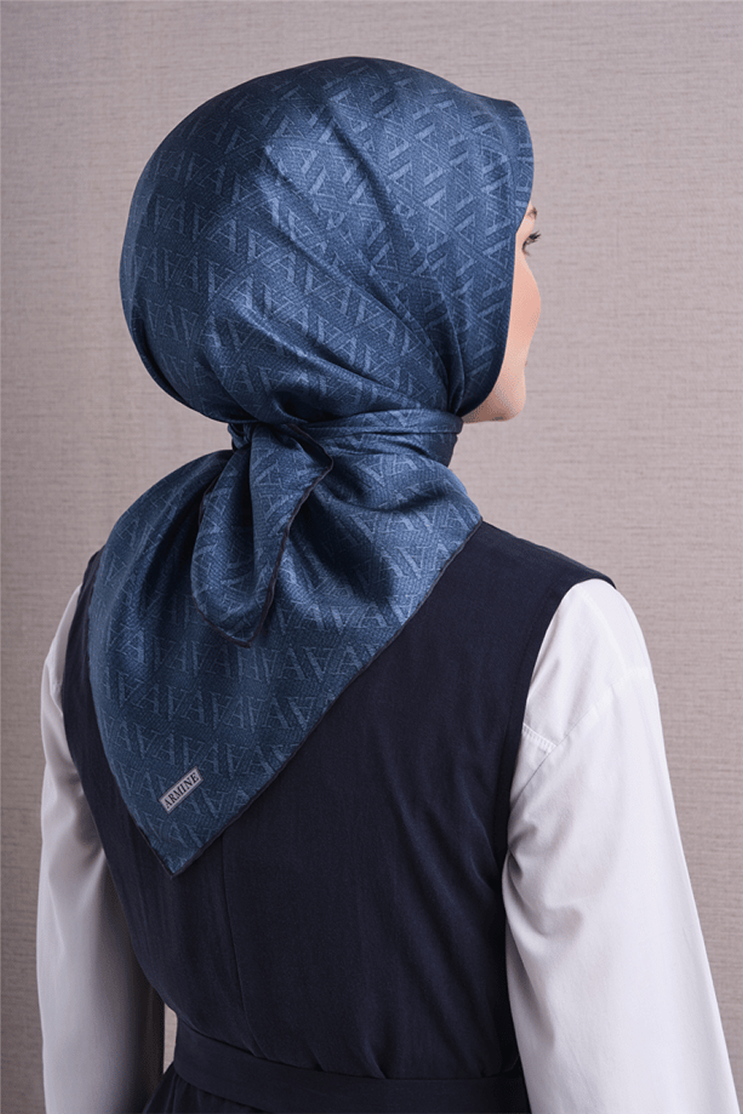 Armine Twill Saf İpek Eşarp 26k9625 İndigo