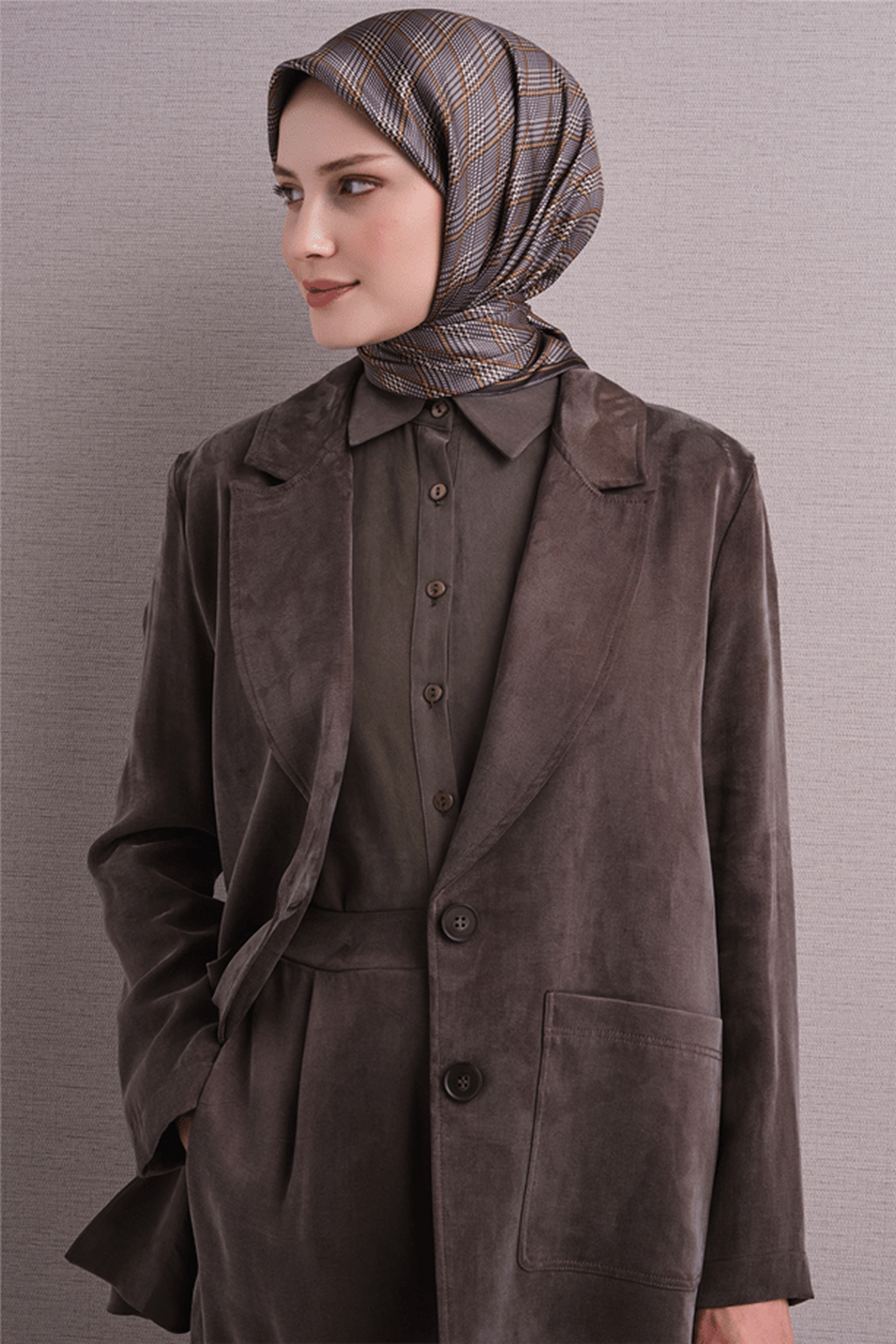 Armine Twill Pure Silk Scarf 26k9626 Grey