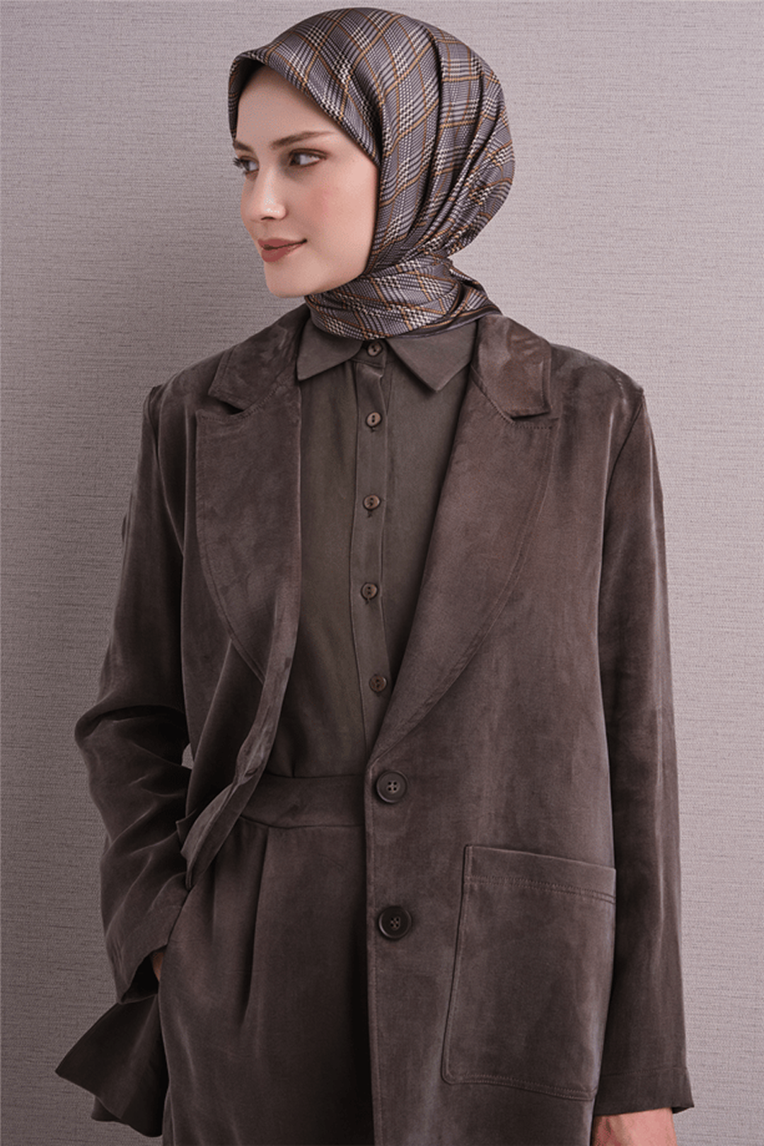 Armine Twill Pure Silk Scarf 26k9626 Grey