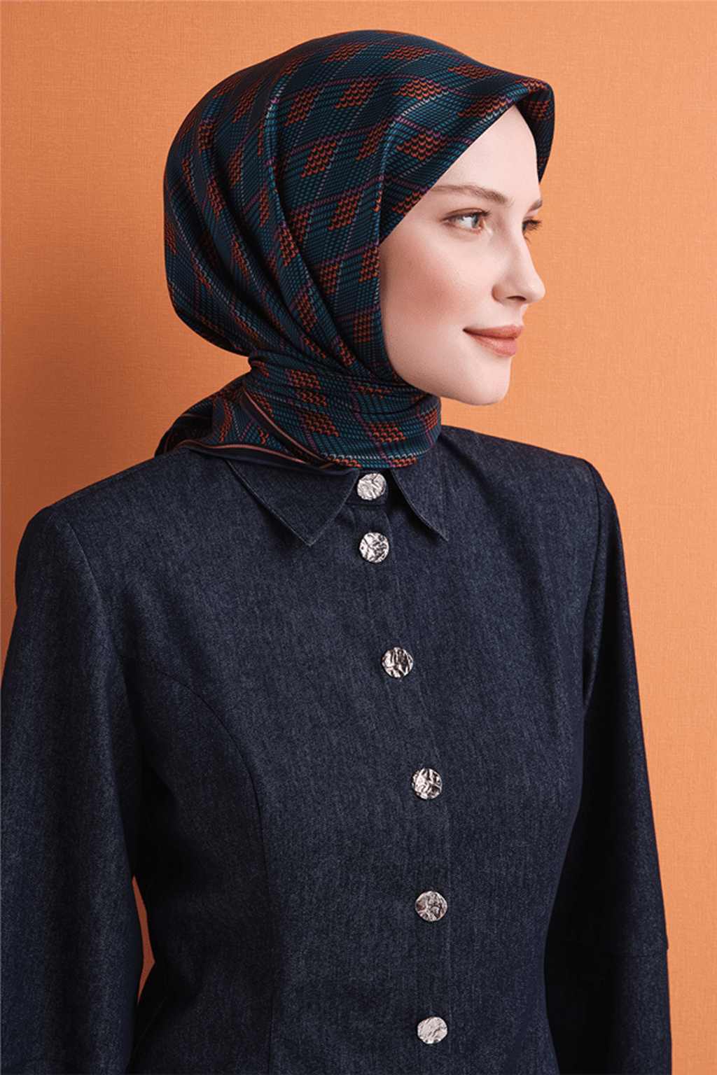 Armine Twill Saf İpek Eşarp 26k9626 Lacivert