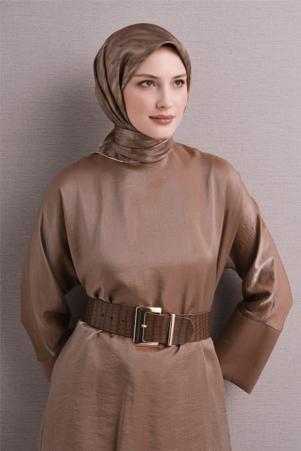 Armine Twill Saf İpek Eşarp 26k9630 Sütlü Kahve