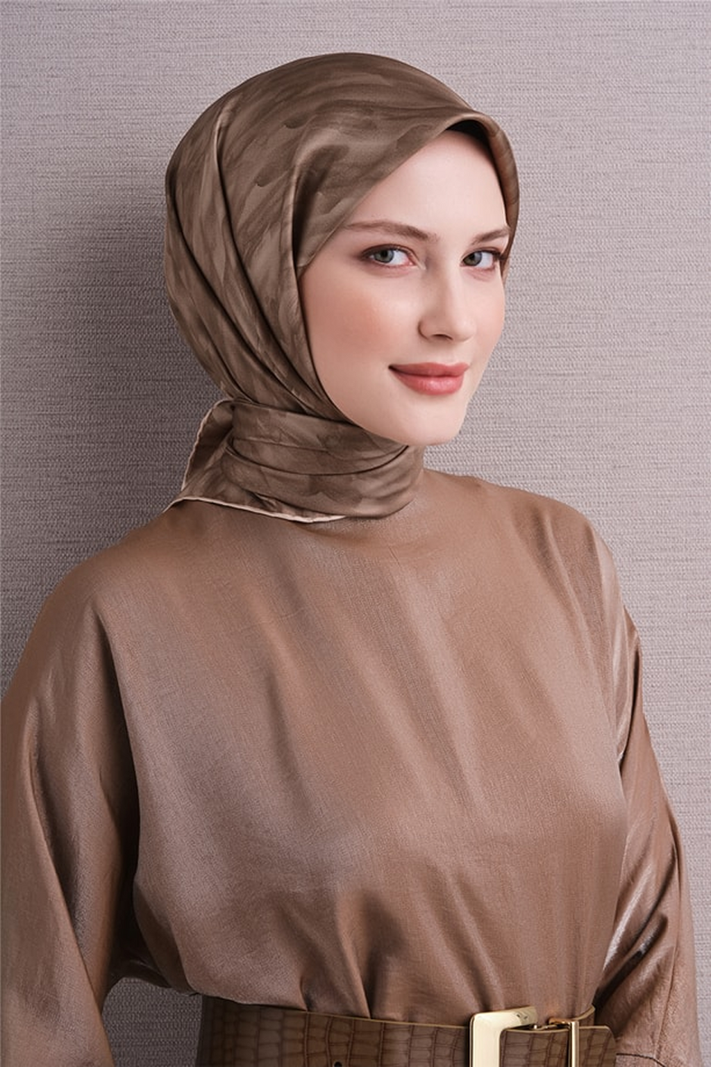 Armine Twill Saf İpek Eşarp 26k9630 Sütlü Kahve