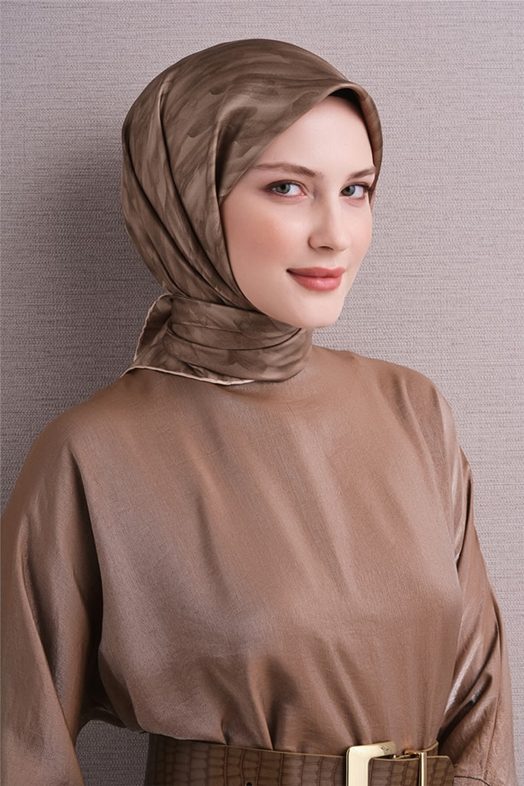 Armine Twill Saf İpek Eşarp 26k9630 Sütlü Kahve