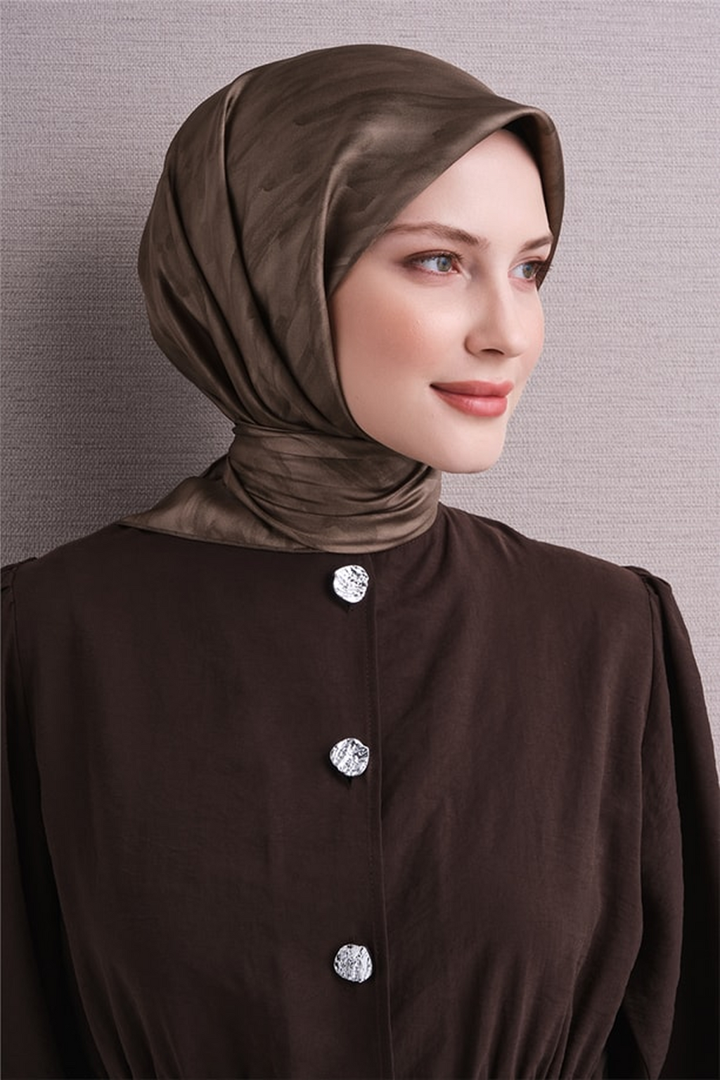 Armine Twill Saf İpek Eşarp 26k9630 Taş Rengi