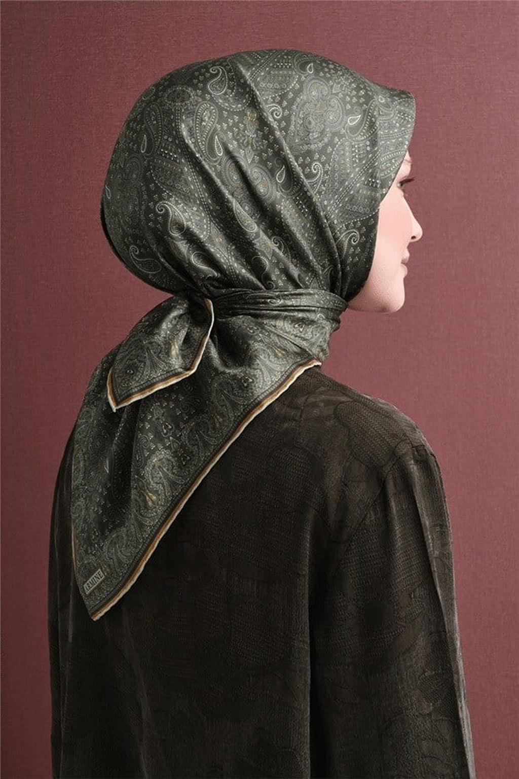 Armine Twill Saf İpek Eşarp 26k9631 Haki Yeşil
