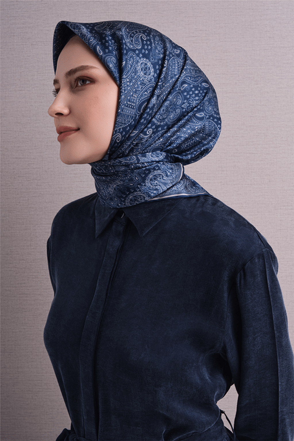 Armine Twill Saf İpek Eşarp 26k9631 Lacivert