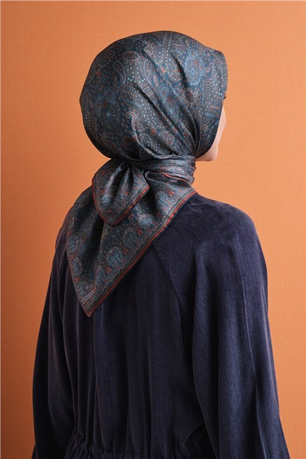 Armine Twill Saf İpek Eşarp 26k9631 Petr Mavi