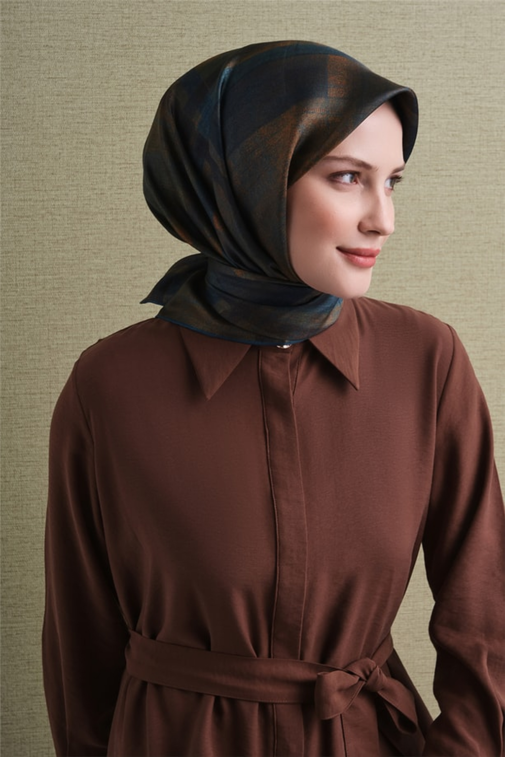 Armine Twill Pure Silk Scarf 26k9633 Navy