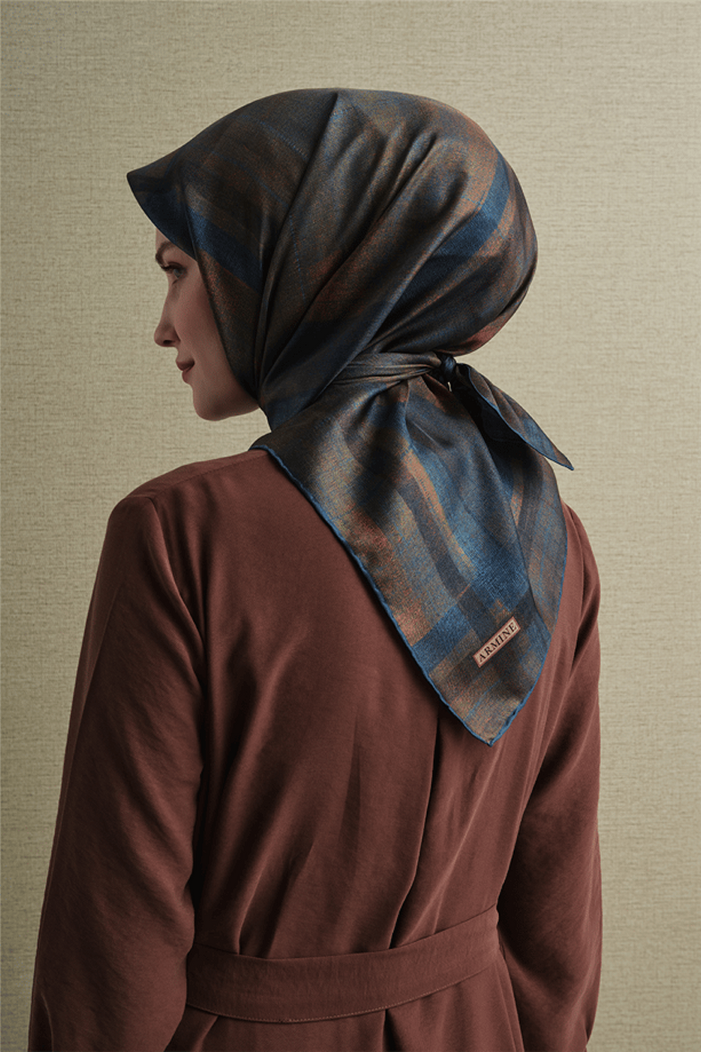 Armine Twill Pure Silk Scarf 26k9633 Navy