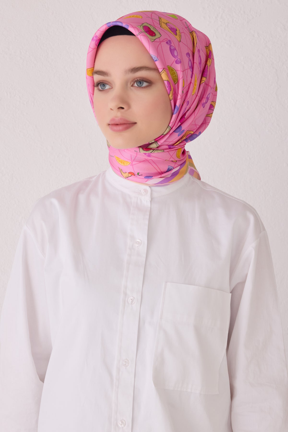 Belli 24 Kış İpek Eşarp-3 Fuşya