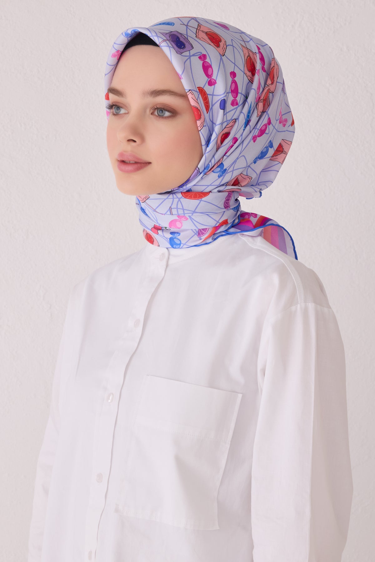 Belli 24 Kış İpek Eşarp-3 Mavi