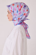 Belli 24 Kış İpek Eşarp-3 Mavi