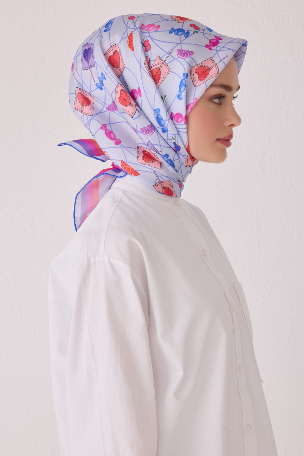 Belli 24 Kış İpek Eşarp-3 Mavi