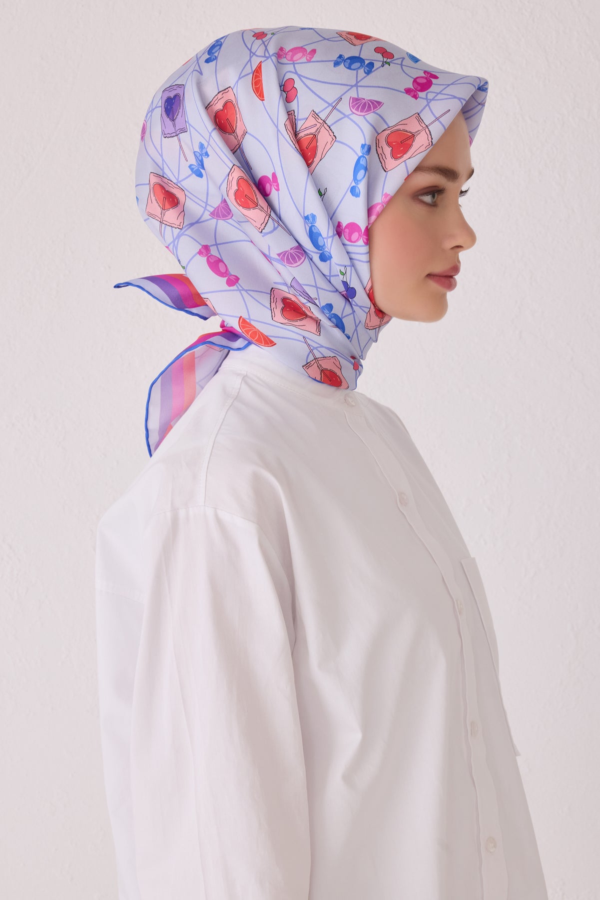 Belli 24 Kış İpek Eşarp-3 Mavi