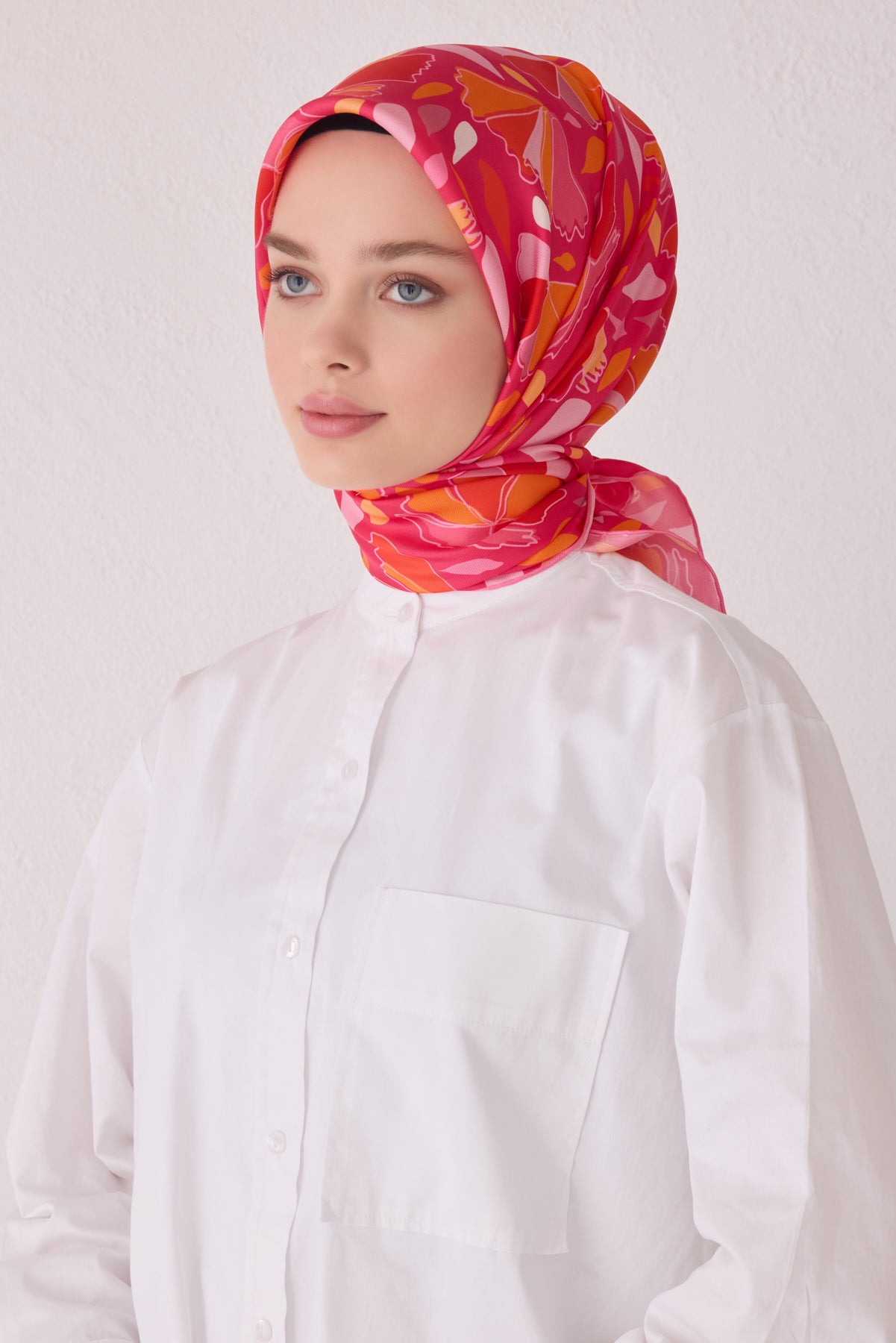 Belli 24 Kış  İpek Eşarp-1 Fuşya