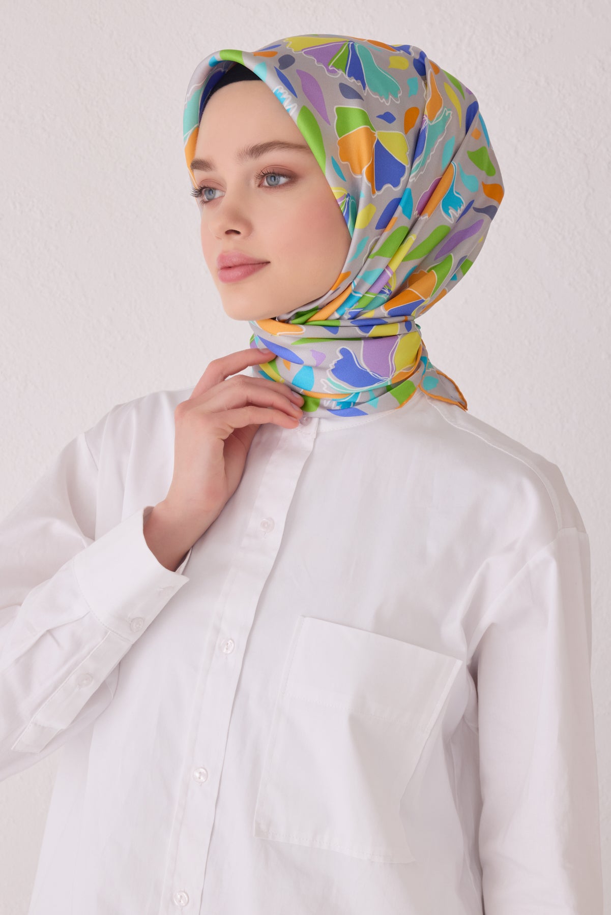 Belli 24 Kış  İpek Eşarp-1 Gümüş