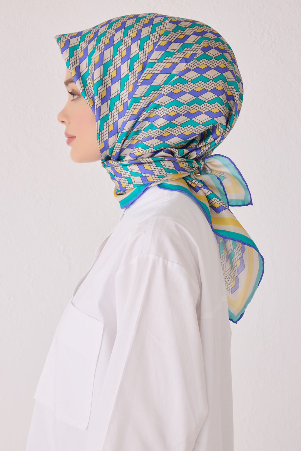 Belli 24 Kış İpek Eşarp-2 Turkuaz