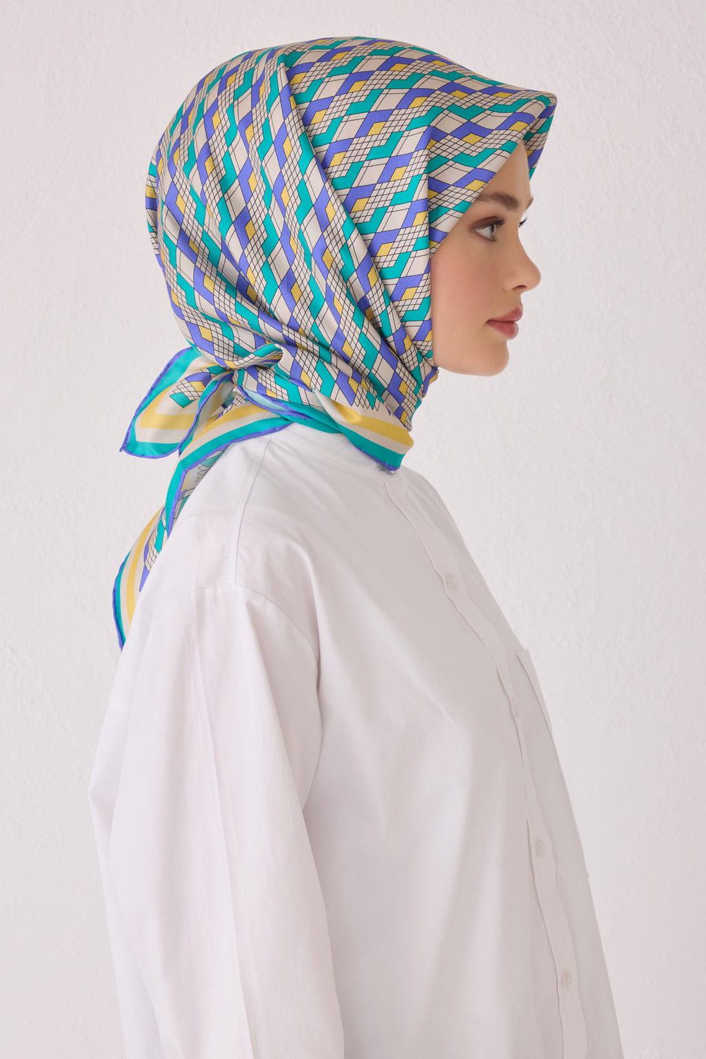 Belli 24 Kış İpek Eşarp-2 Turkuaz