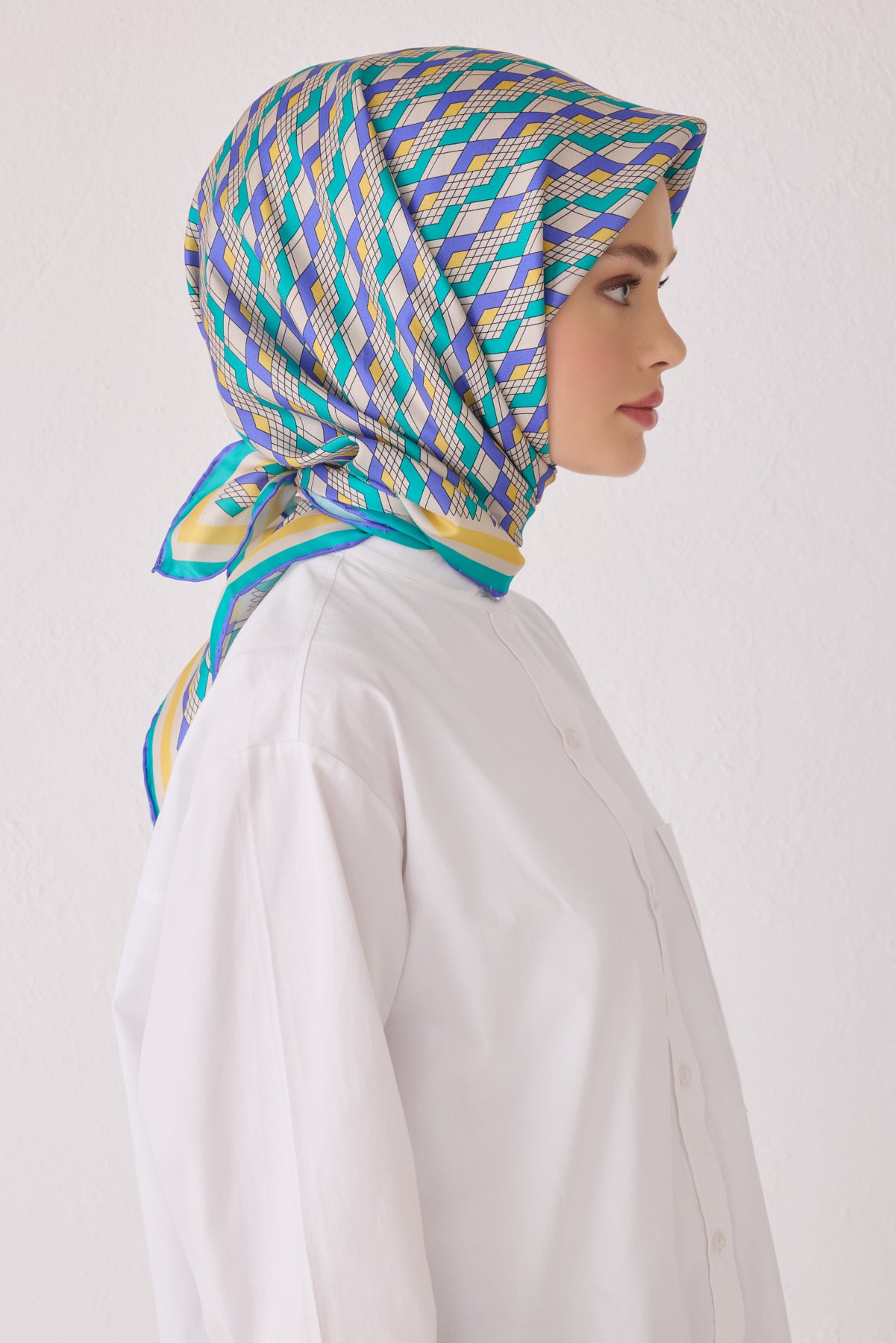 Belli 24 Kış İpek Eşarp-2 Turkuaz