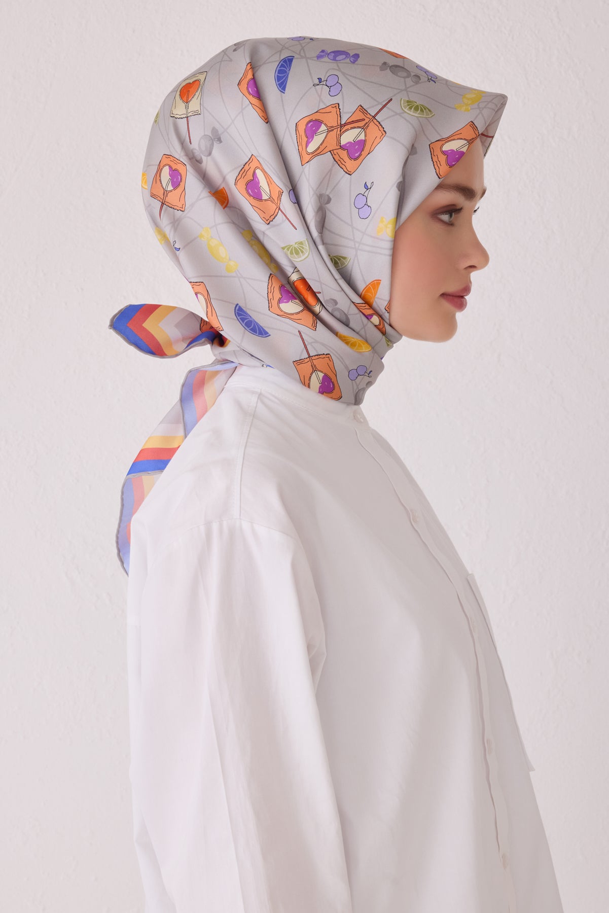 Belli 24 Kış İpek Eşarp-3 Gri