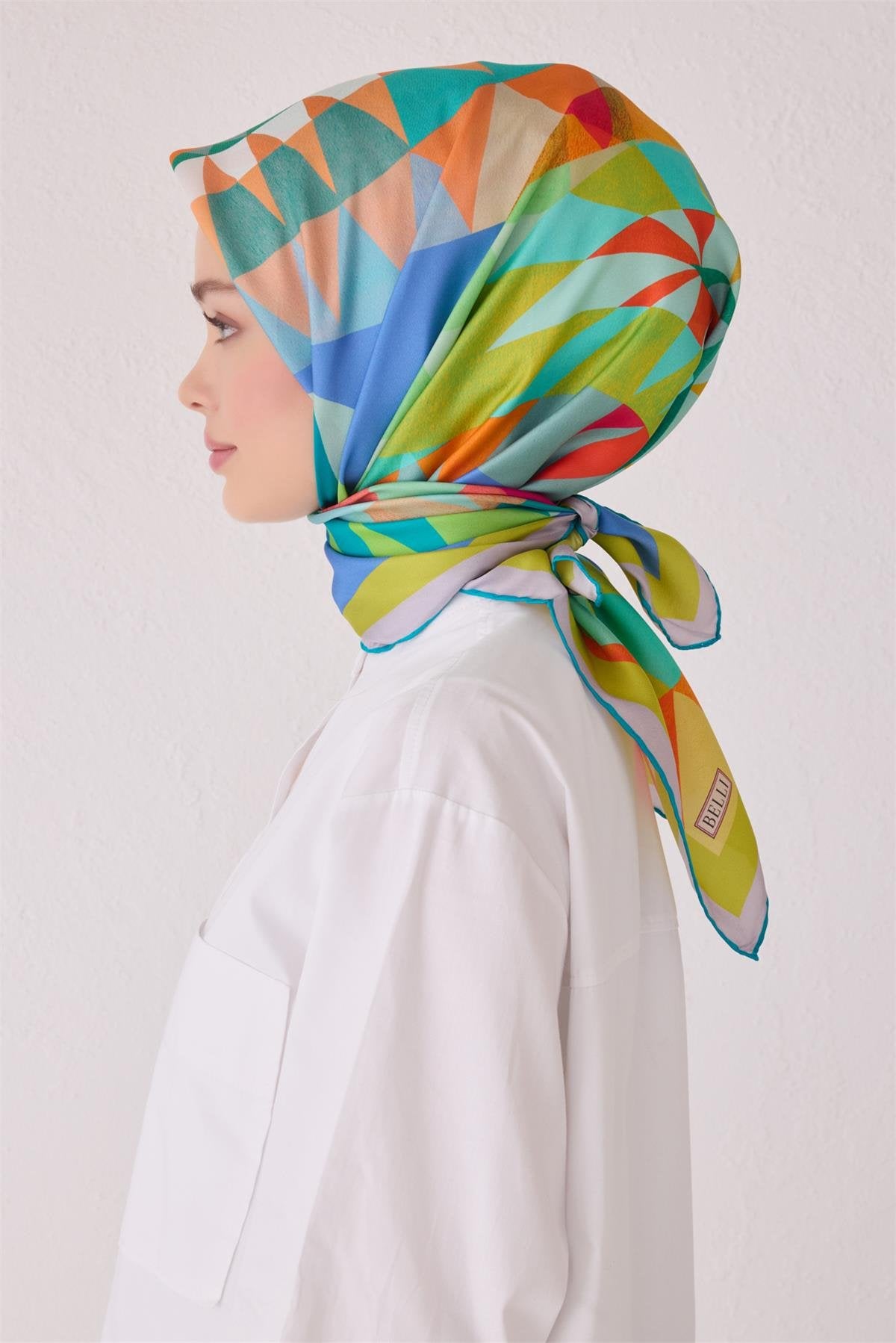 Belli 24 Kış İpek Eşarp-4 Yeşil