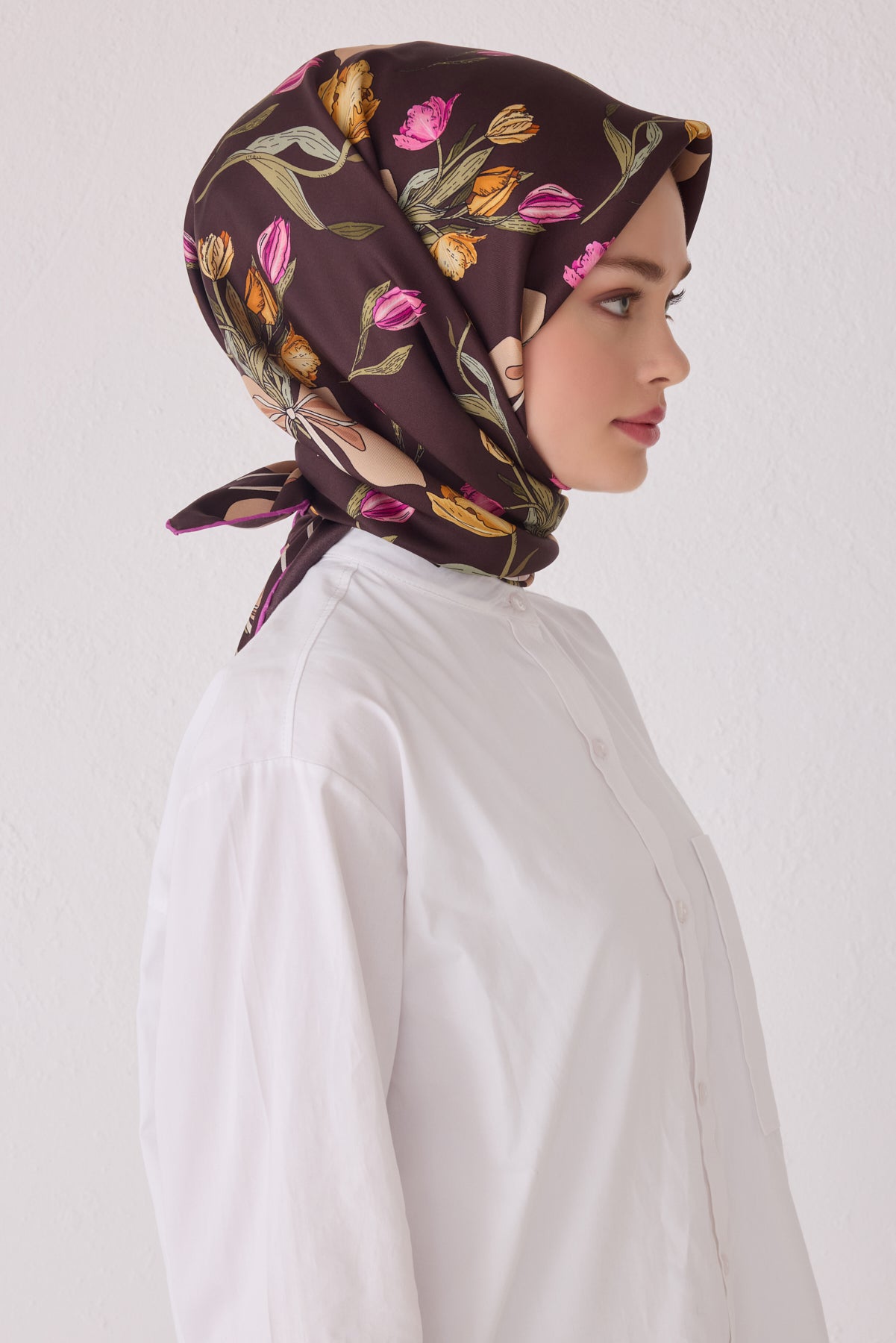 Belli 24 Kış İpek Eşarp-5 Acı Kahve