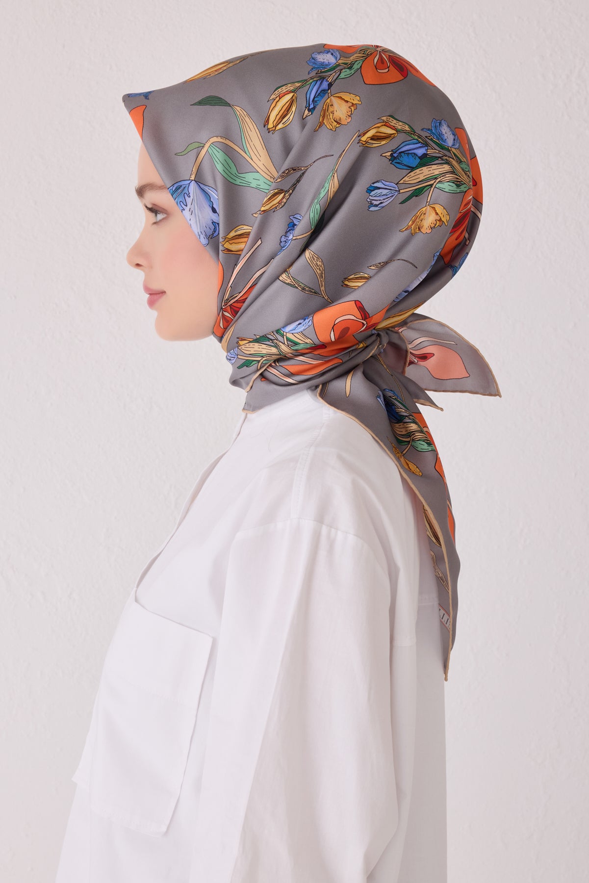 Belli 24 Kış İpek Eşarp-5 Gri