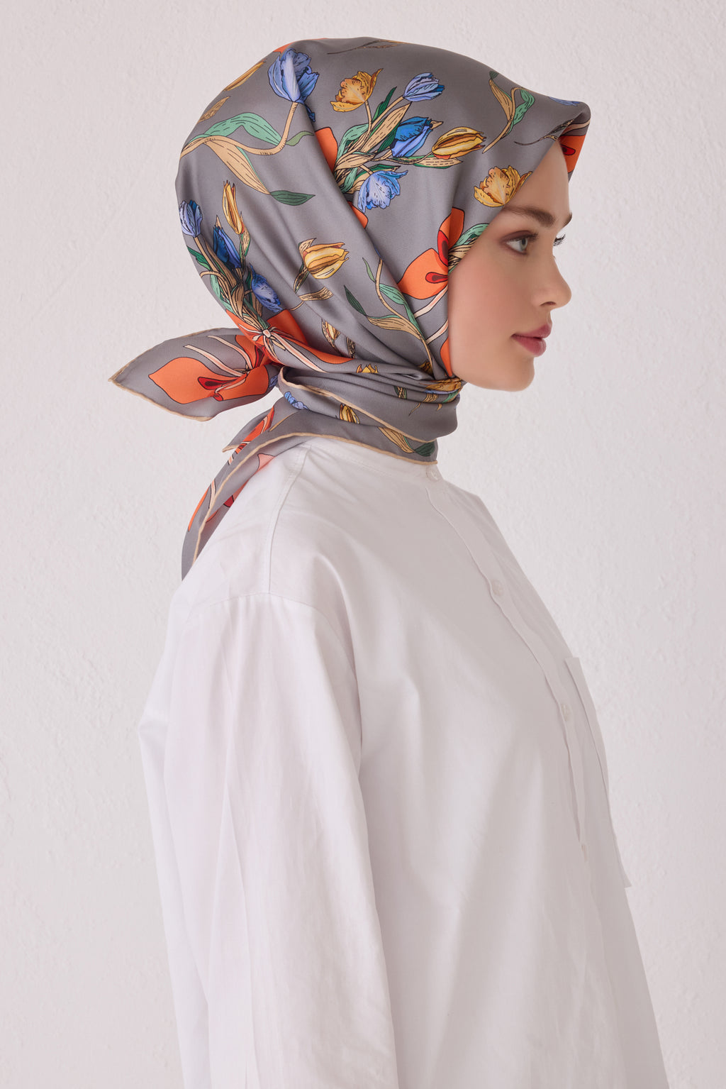 Belli 24 Kış İpek Eşarp-5 Gri