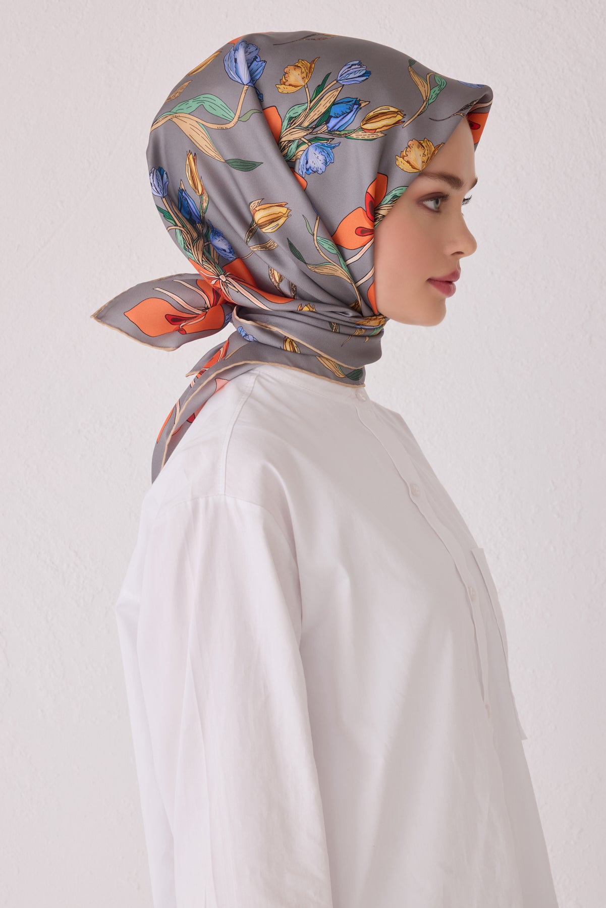 Belli 24 Kış İpek Eşarp-5 Gri