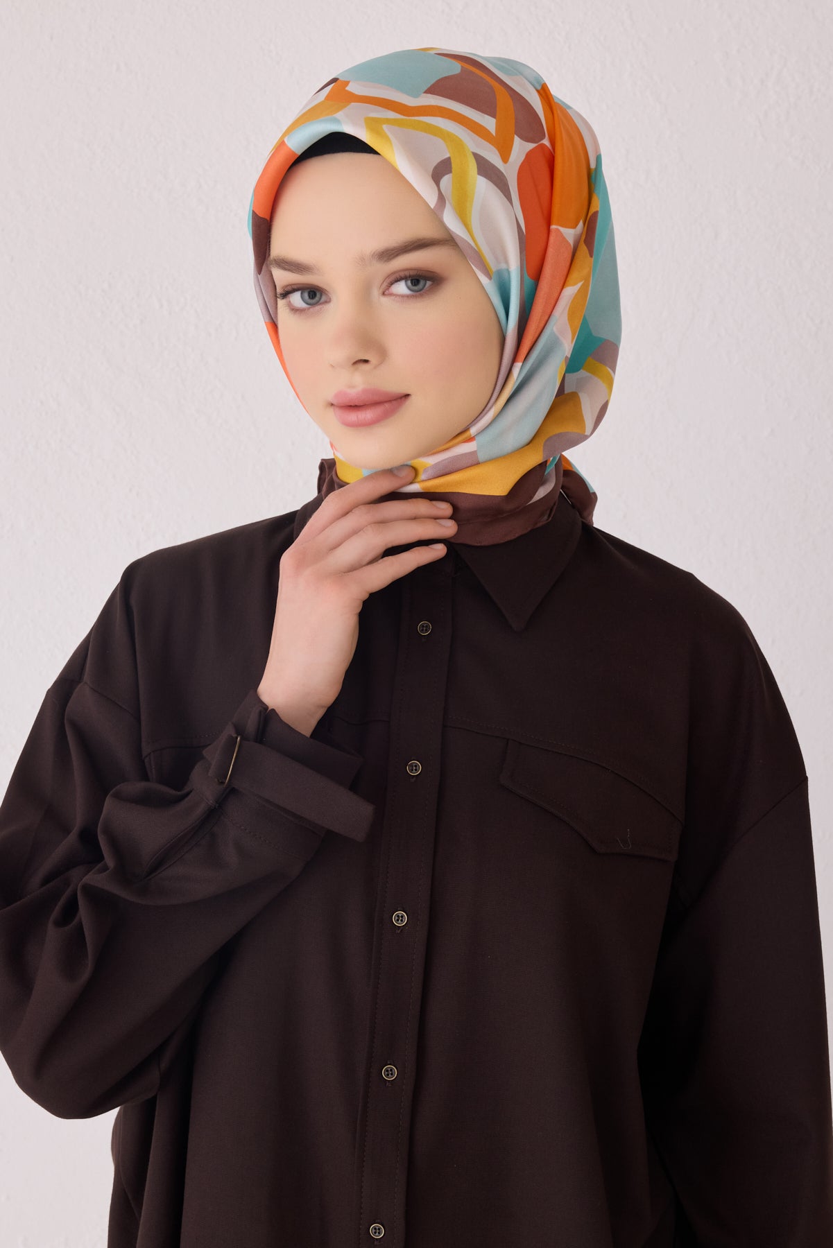 Belli 24 Kış İpek Eşarp-7 Kahve