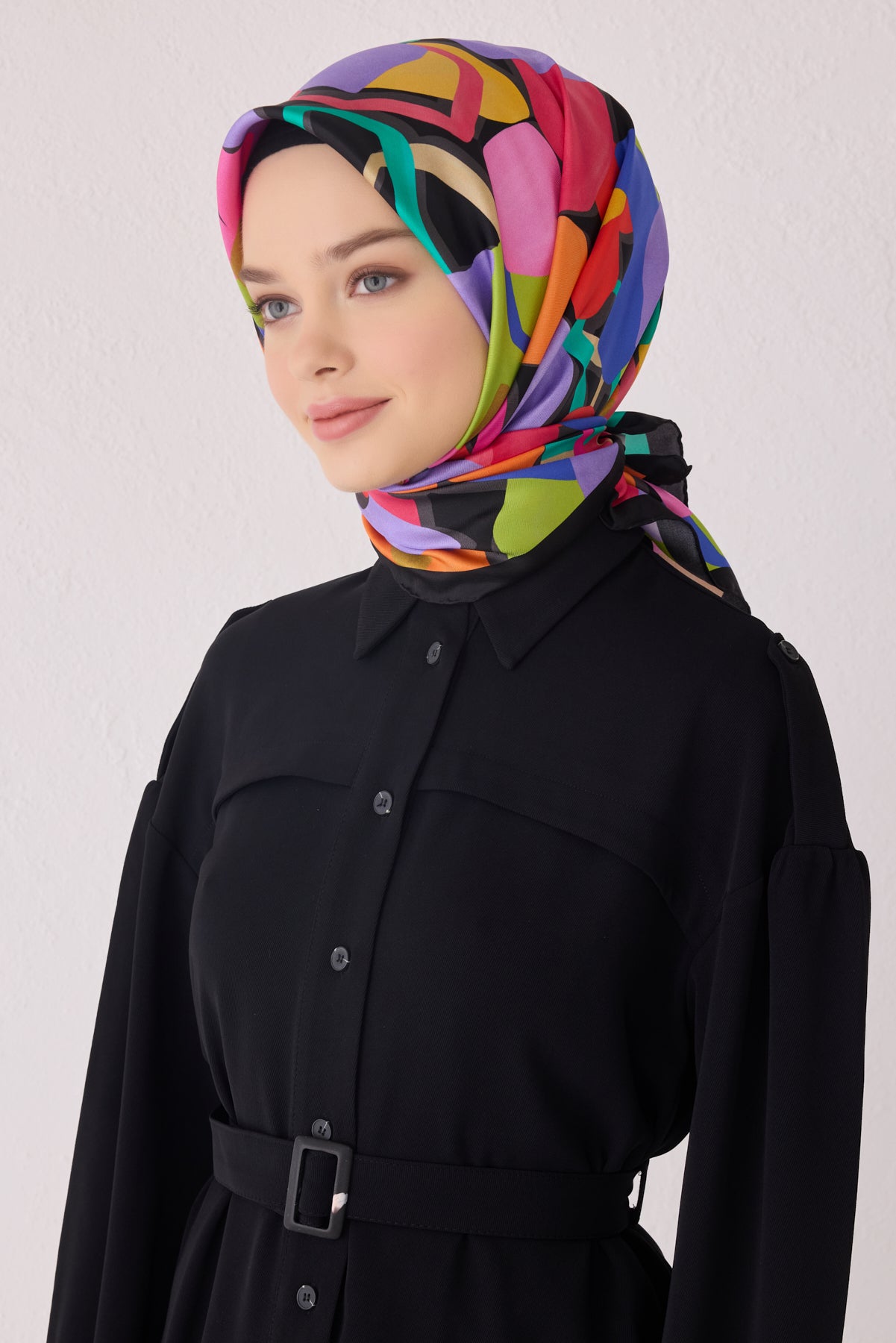 Belli 24 Kış İpek Eşarp-7 Siyah